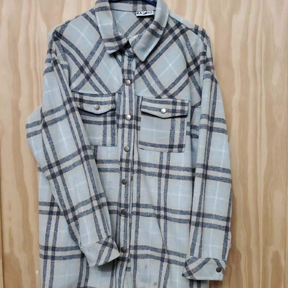 Kapital Light Blue and Black Plaid Shirt